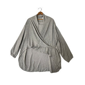 JULES of Morocco Gray Woven Faux Wrap Top Lagenlook Women's Size L